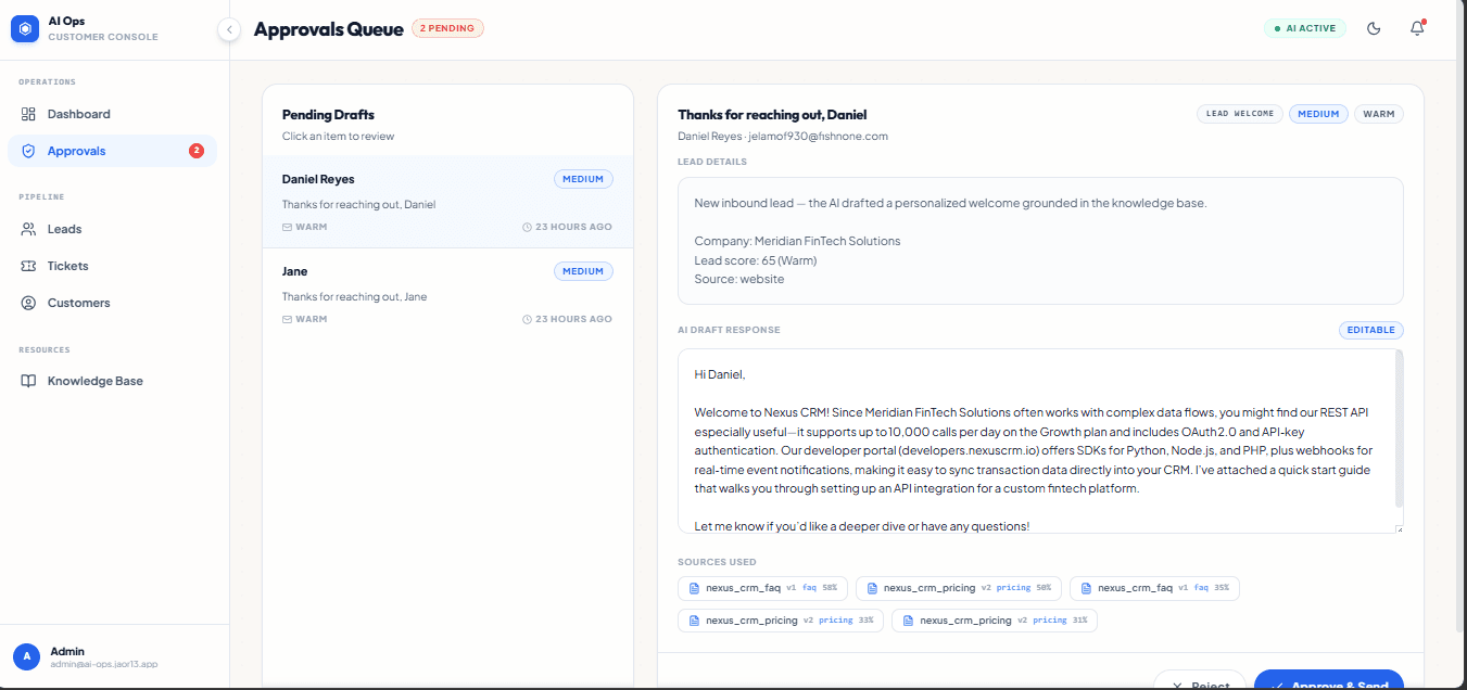 AI Customer Operations Platform demo walkthrough